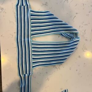 Striped Blue & White Knit Halter Top